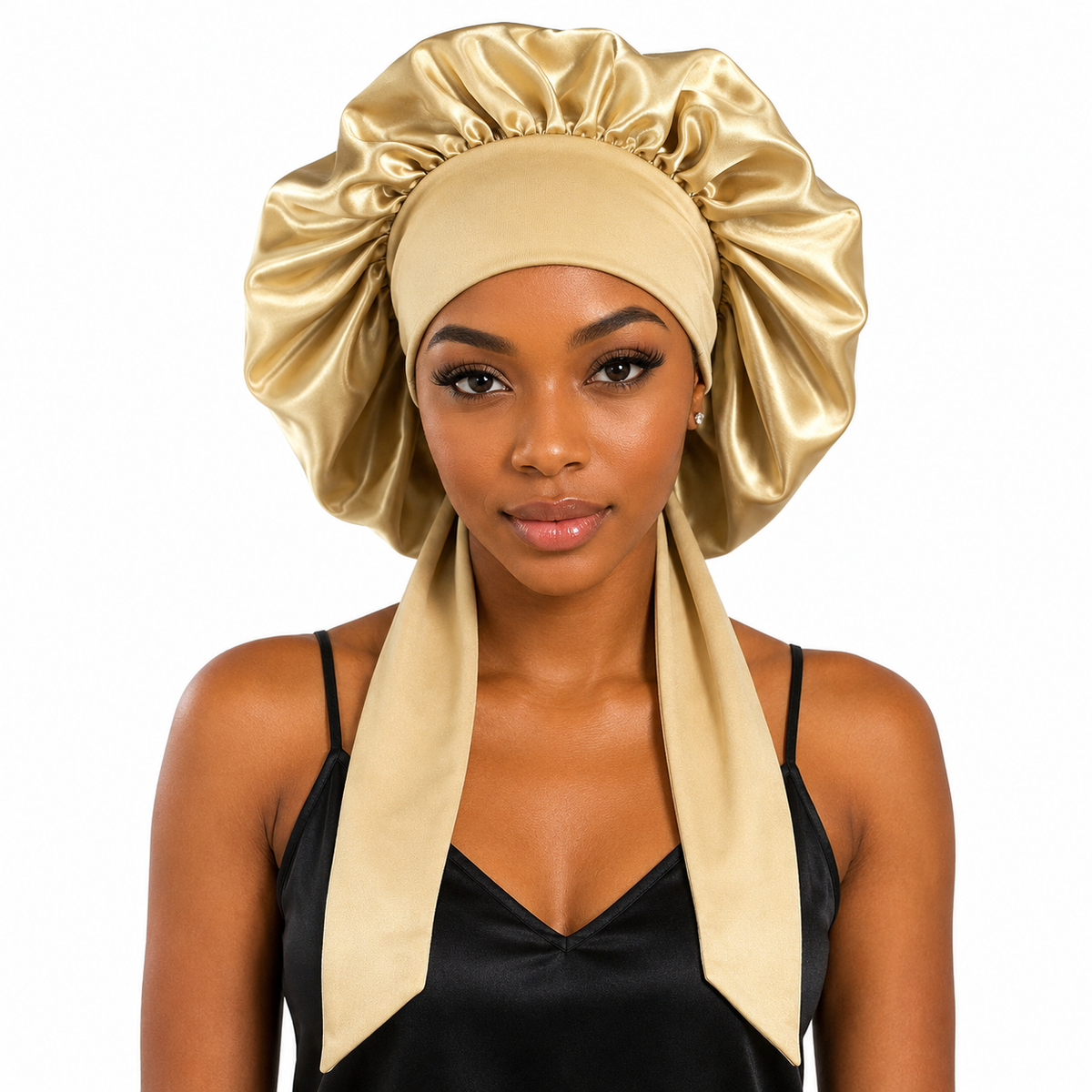 Satin Bonnet With Stretch Ties