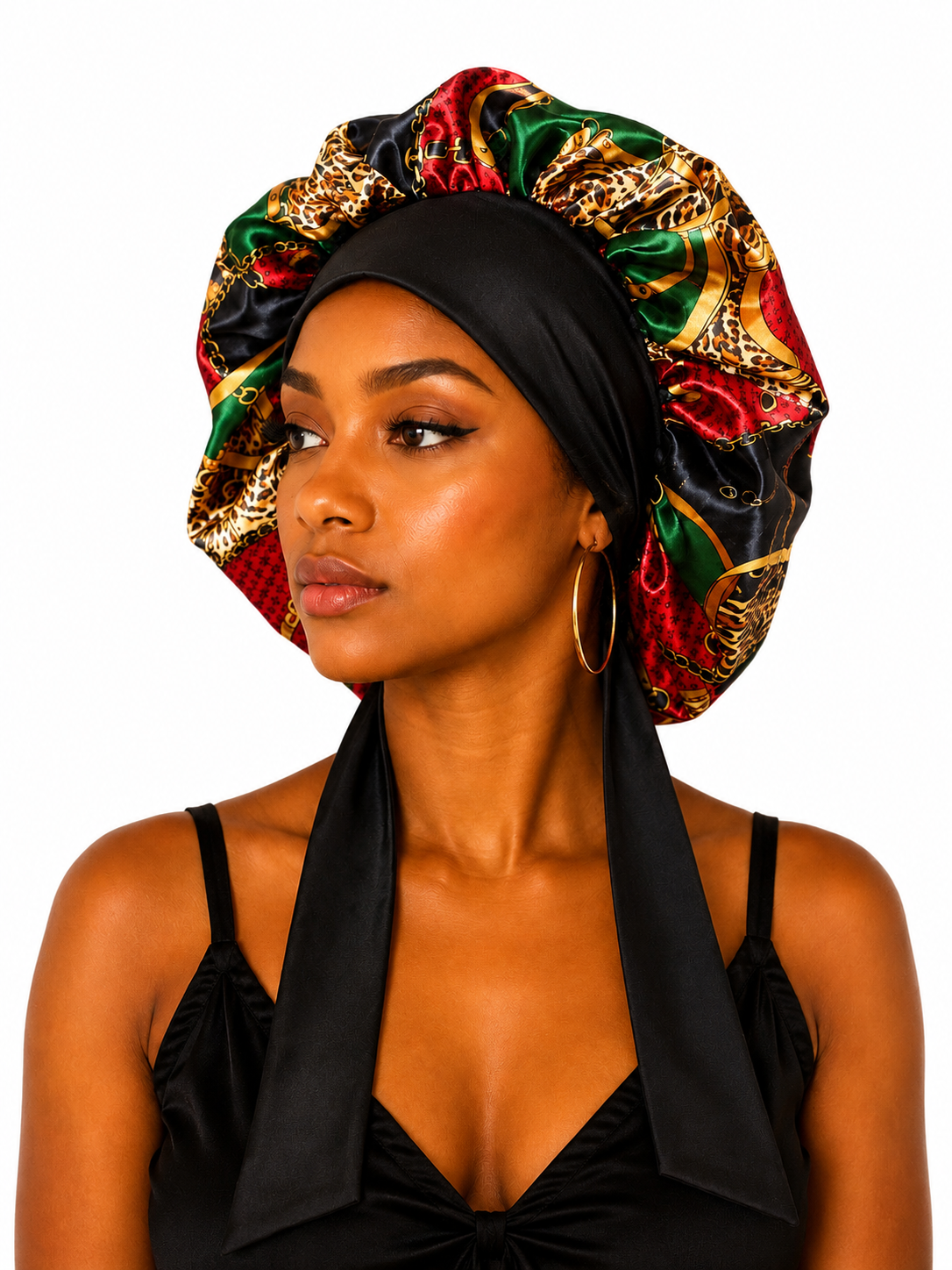 Silky Satin Print Hair Bonnet