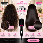 Straightening brush before and after results on curly hair