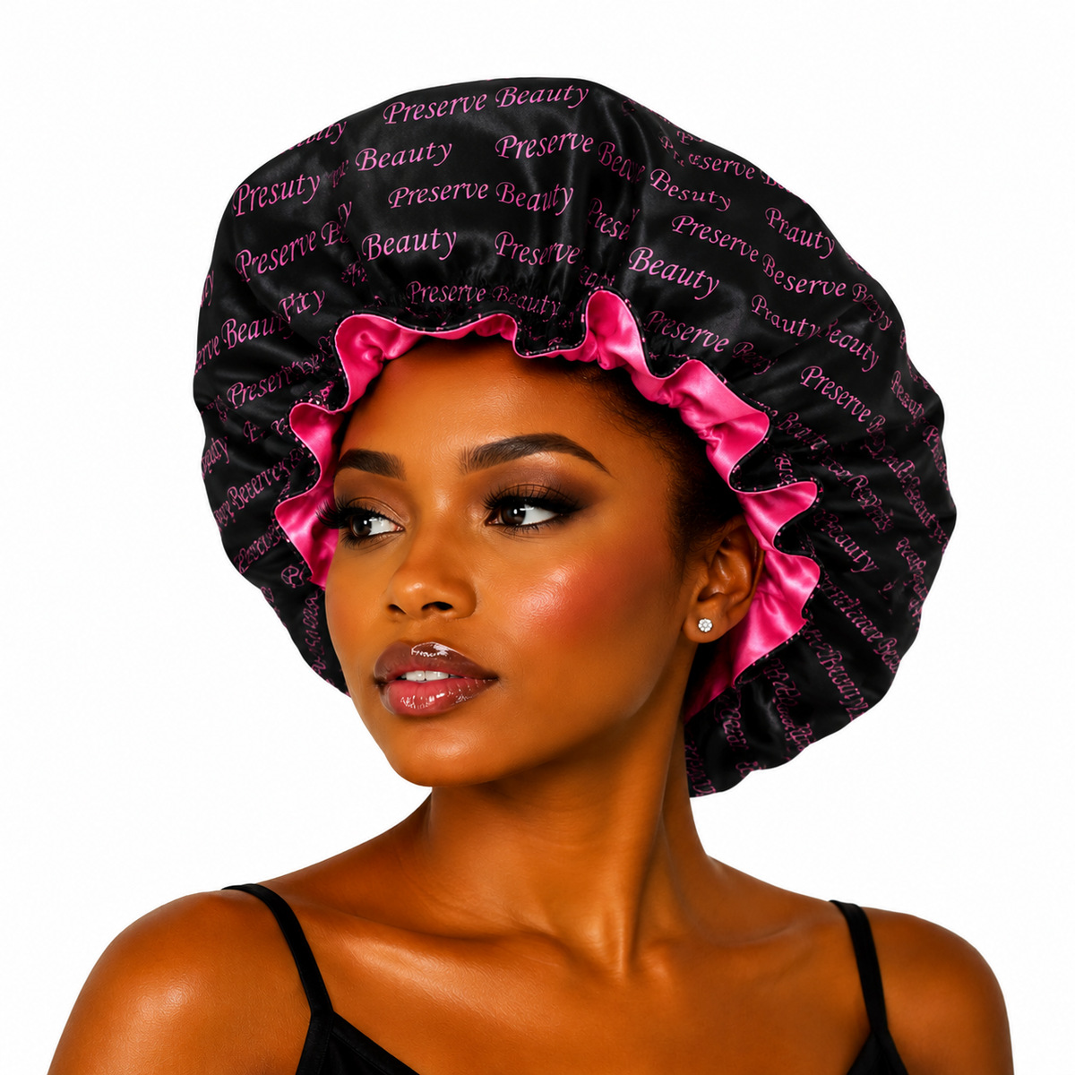 Custom Double Layer Silky Satin Reversible Bonnet