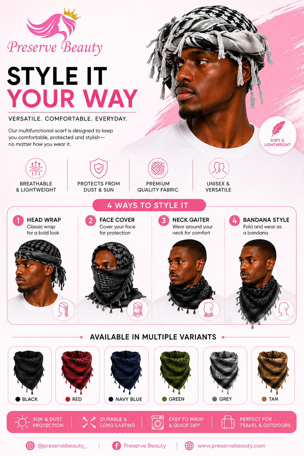 Preserve Beauty halo turban durag color swatches — 7 available colors
