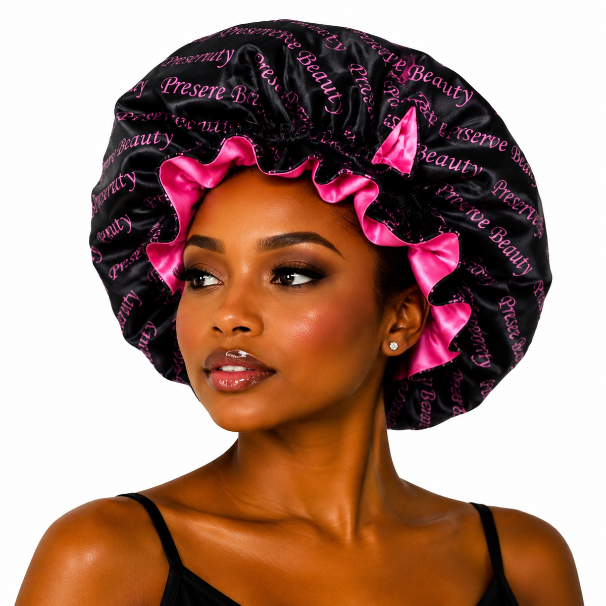 Custom Double Layer Silky Satin Reversible Bonnet