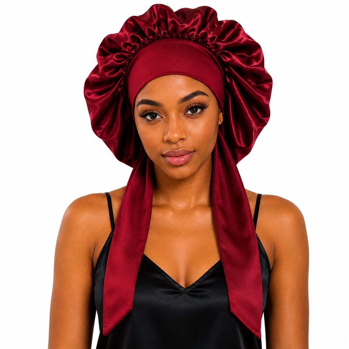 Satin Bonnet With Stretch Ties