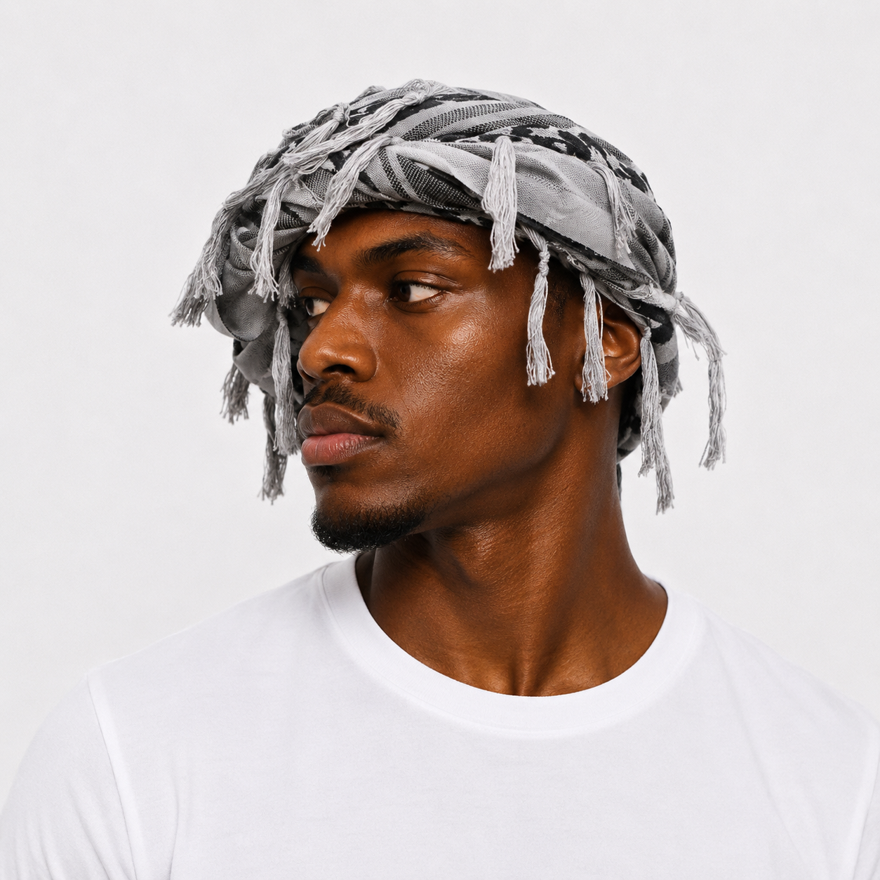 Satin-lined halo turban durag in grey