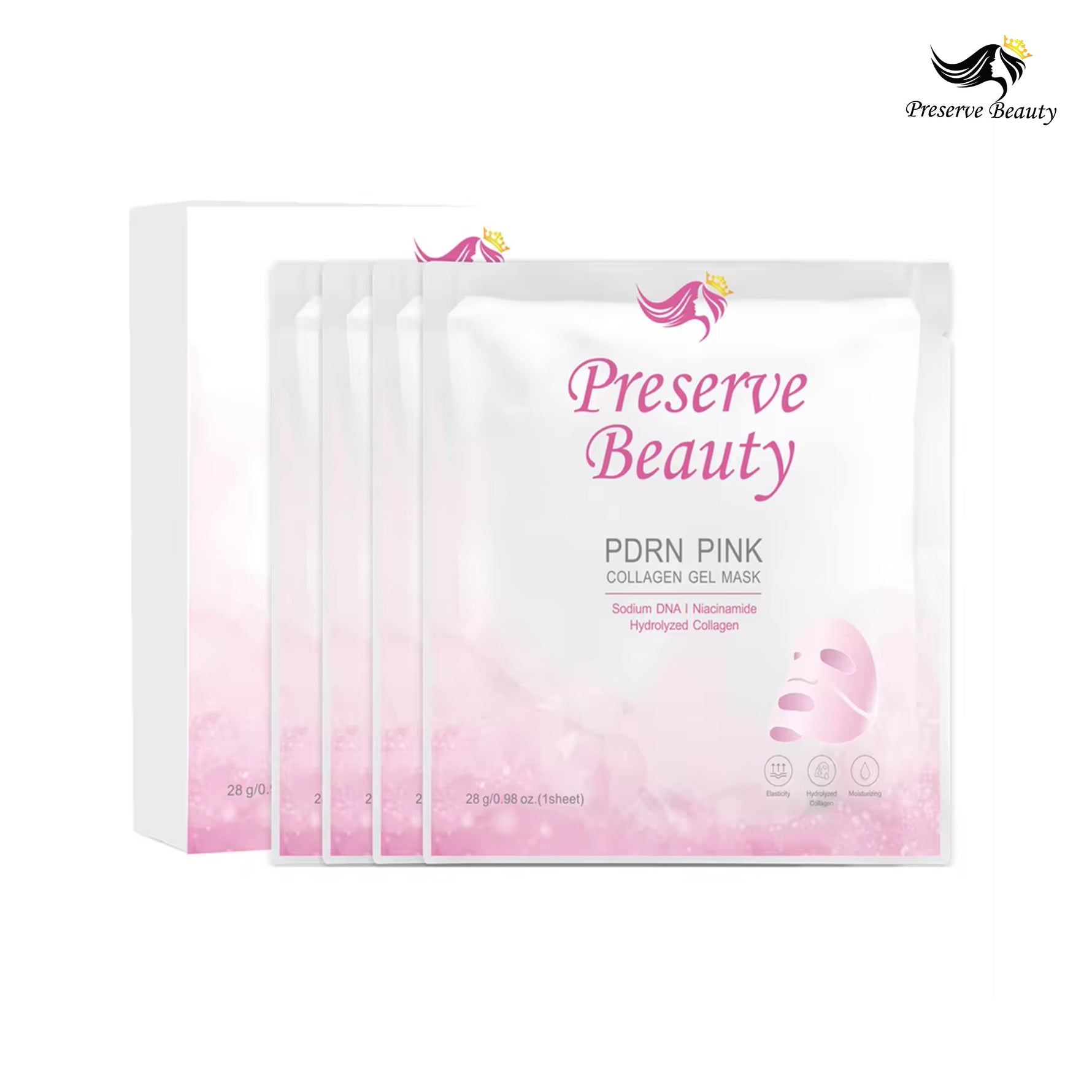 Preserve Beauty Pink Peptide PDRN Serum, anti-aging and hydrating facial skincare with luxury packaging